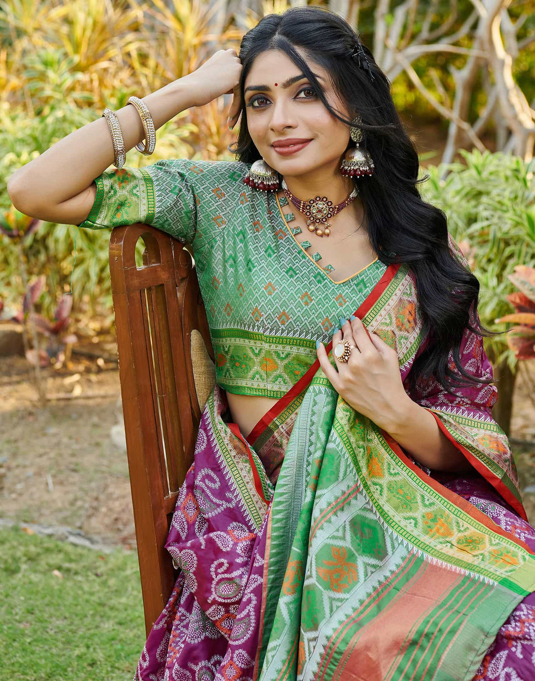 Purple Silk Woven Patola Saree