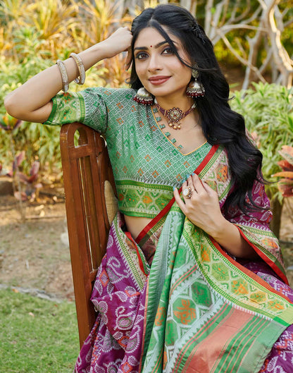 Purple Silk Woven Patola Saree