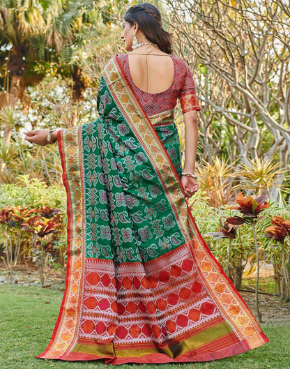 Dark Green Silk Woven Patola Saree
