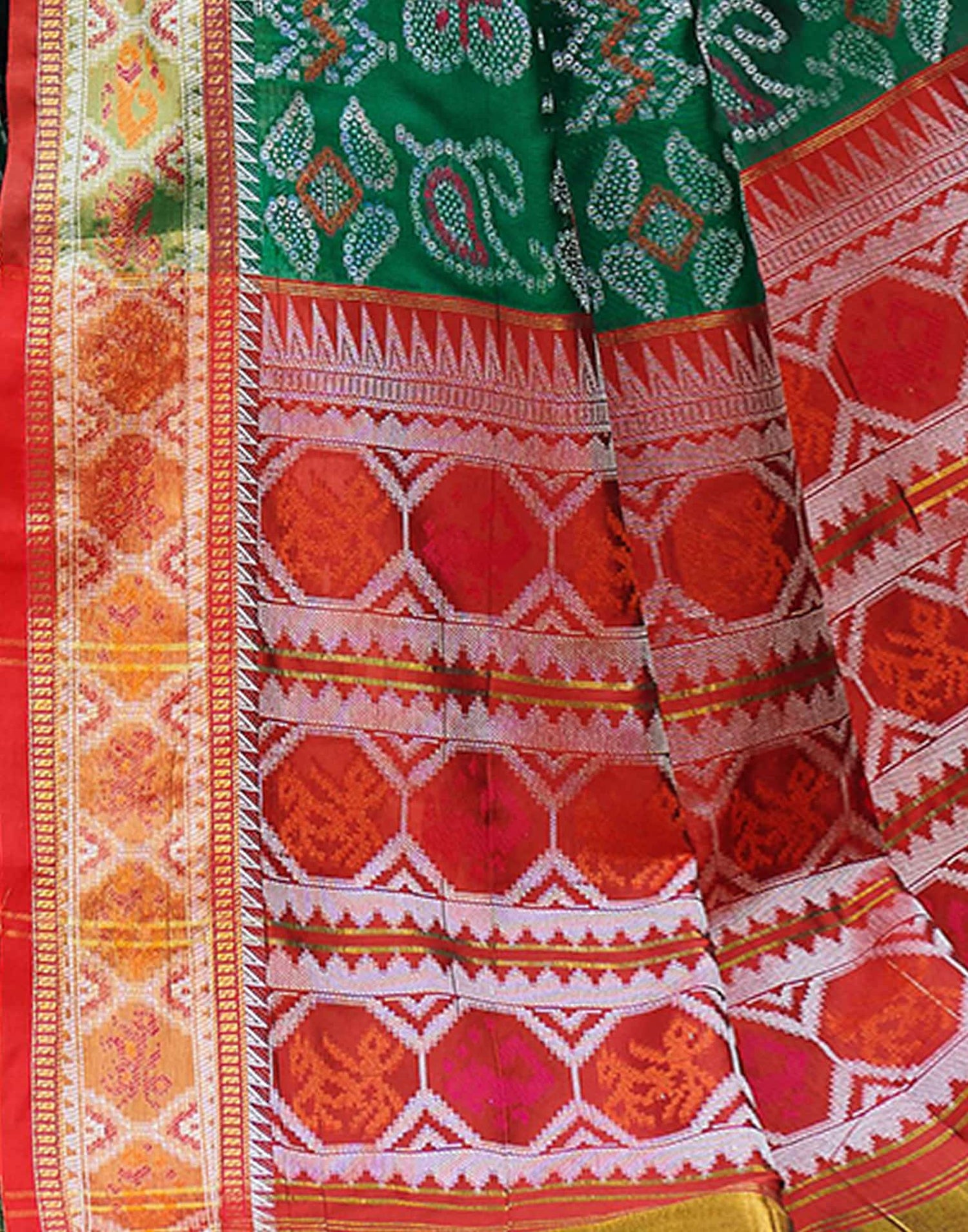 Dark Green Silk Woven Patola Saree