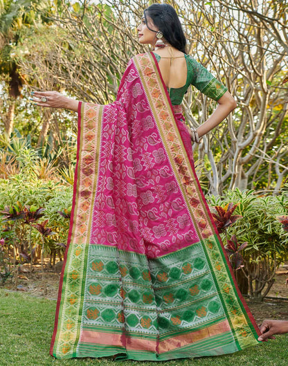 Rani Pink Silk Woven Patola Saree
