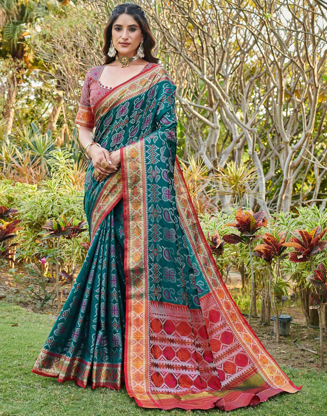 Rama Blue Silk Woven Patola Saree