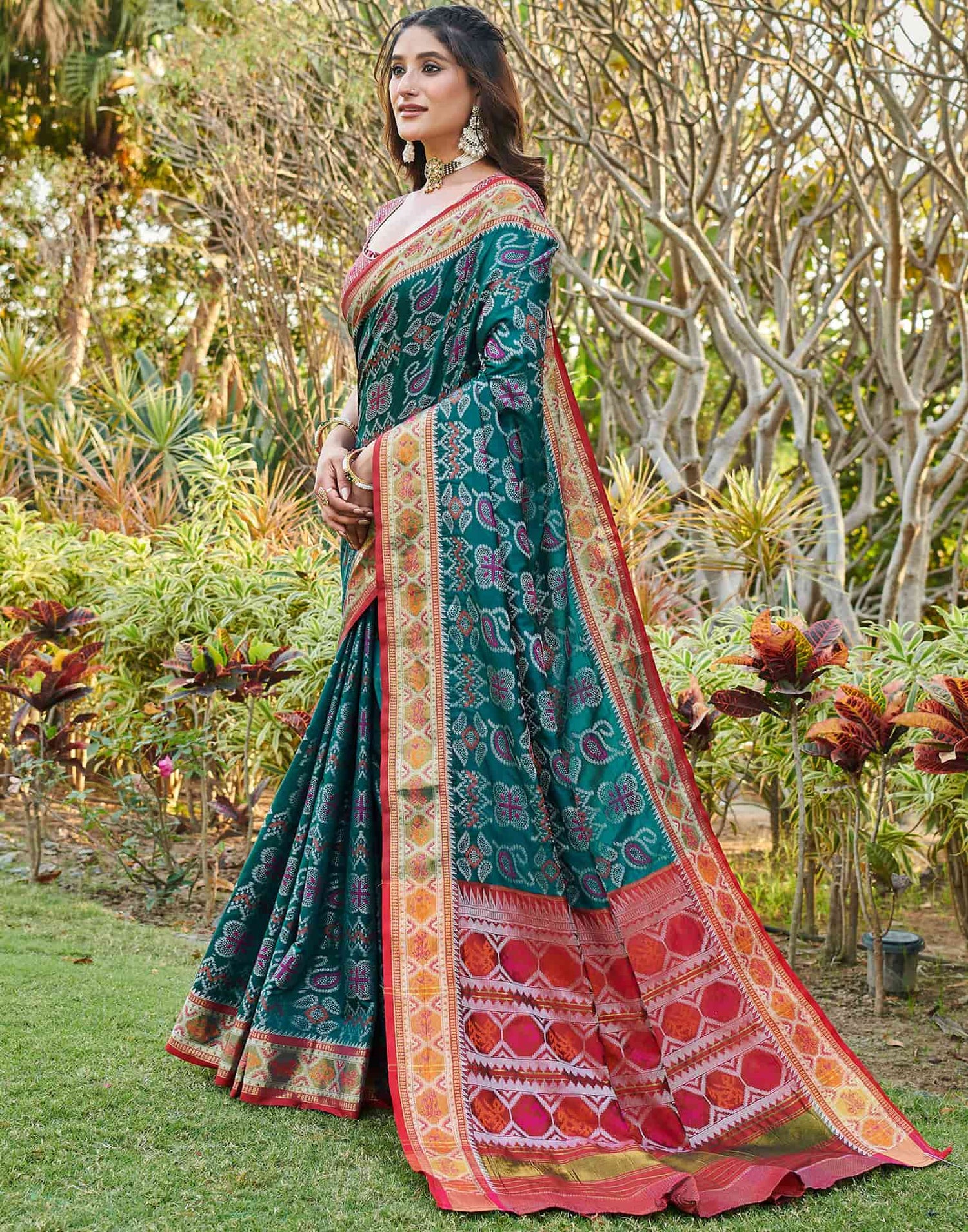 Rama Blue Silk Woven Patola Saree
