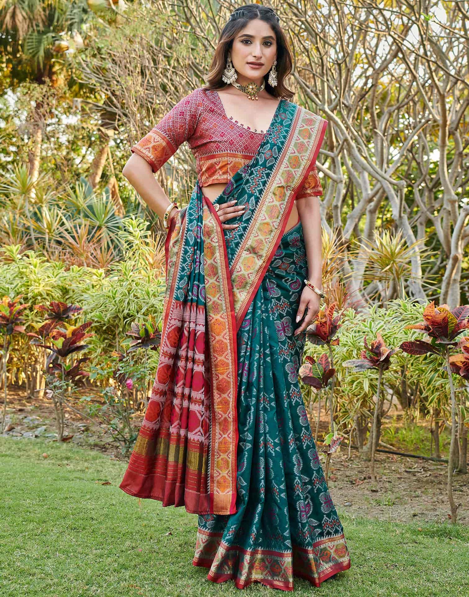 Rama Blue Silk Woven Patola Saree
