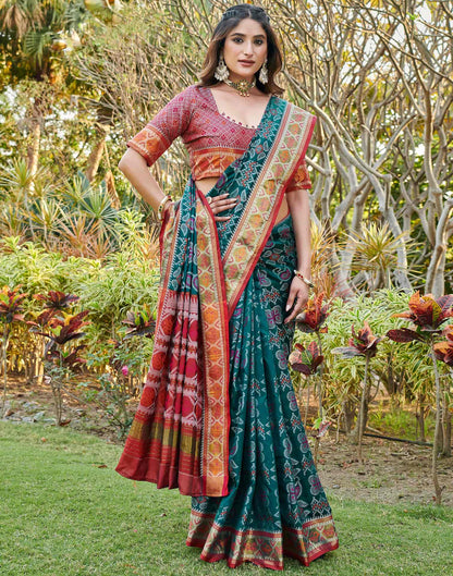 Rama Blue Silk Woven Patola Saree