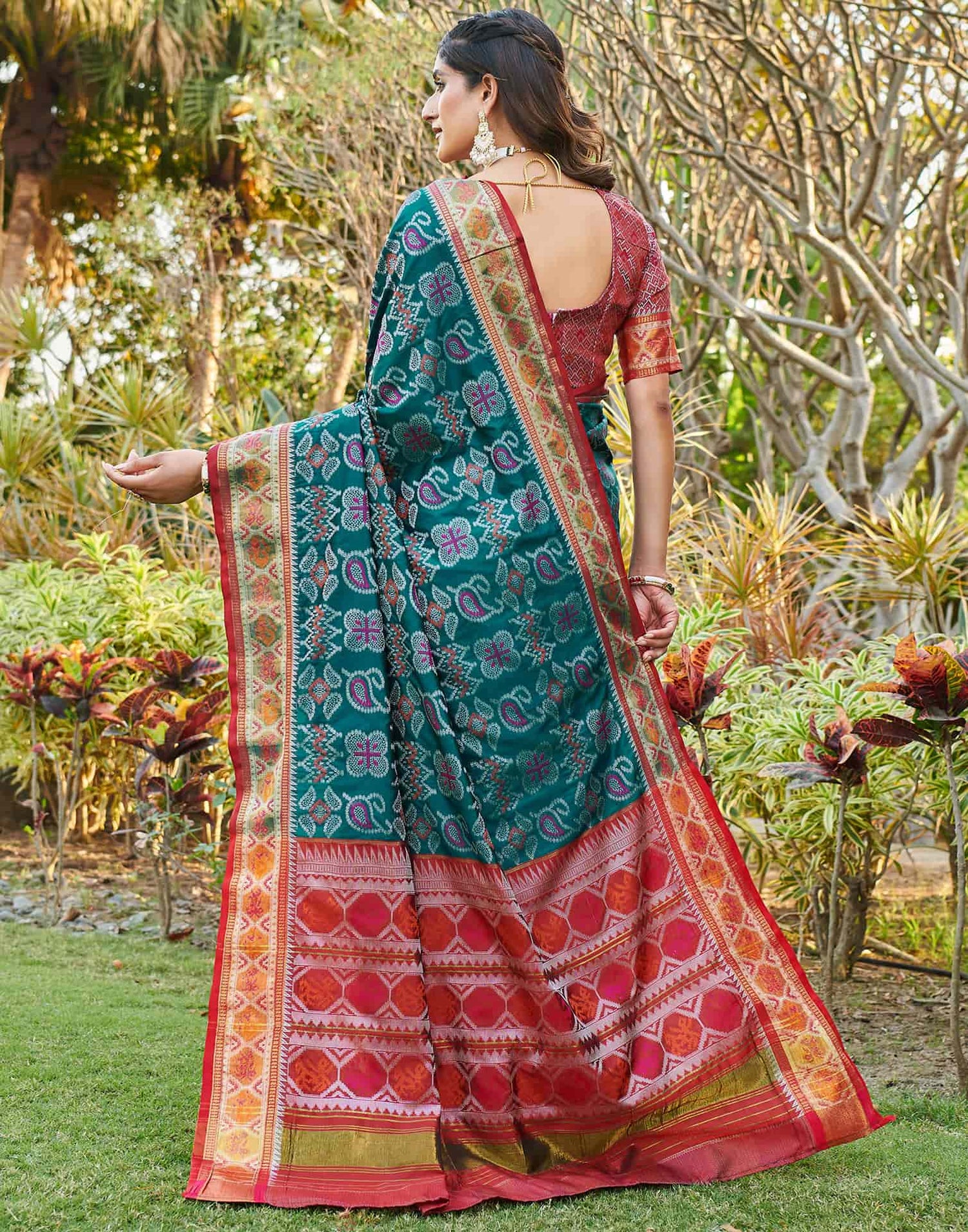 Rama Blue Silk Woven Patola Saree