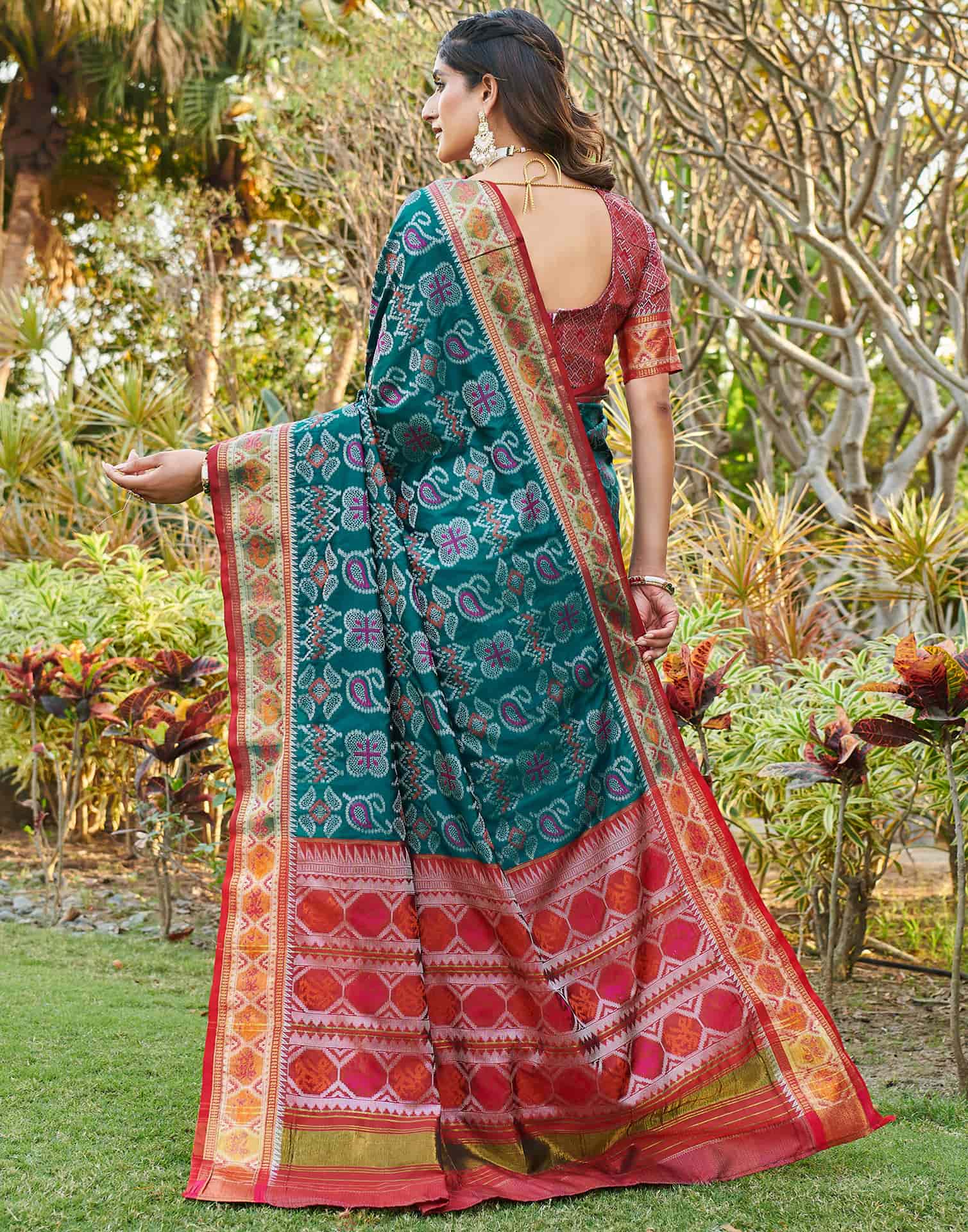 Rama Blue Silk Woven Patola Saree