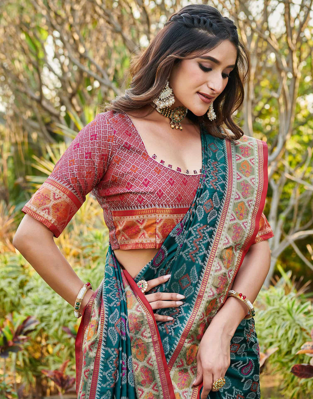 Rama Blue Silk Woven Patola Saree