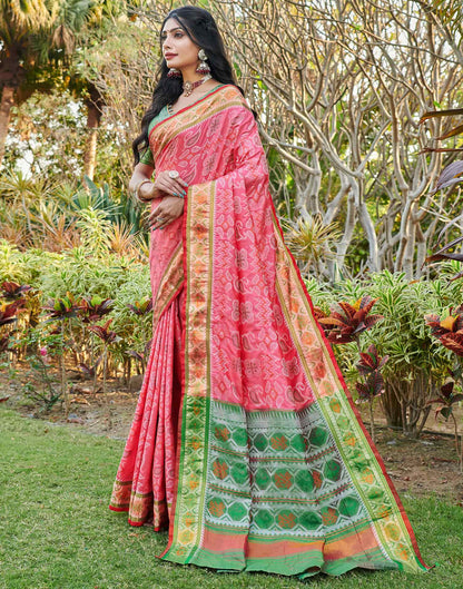 Light Pink Silk Woven Patola Saree