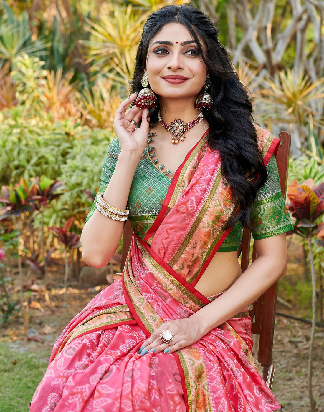 Light Pink Silk Woven Patola Saree
