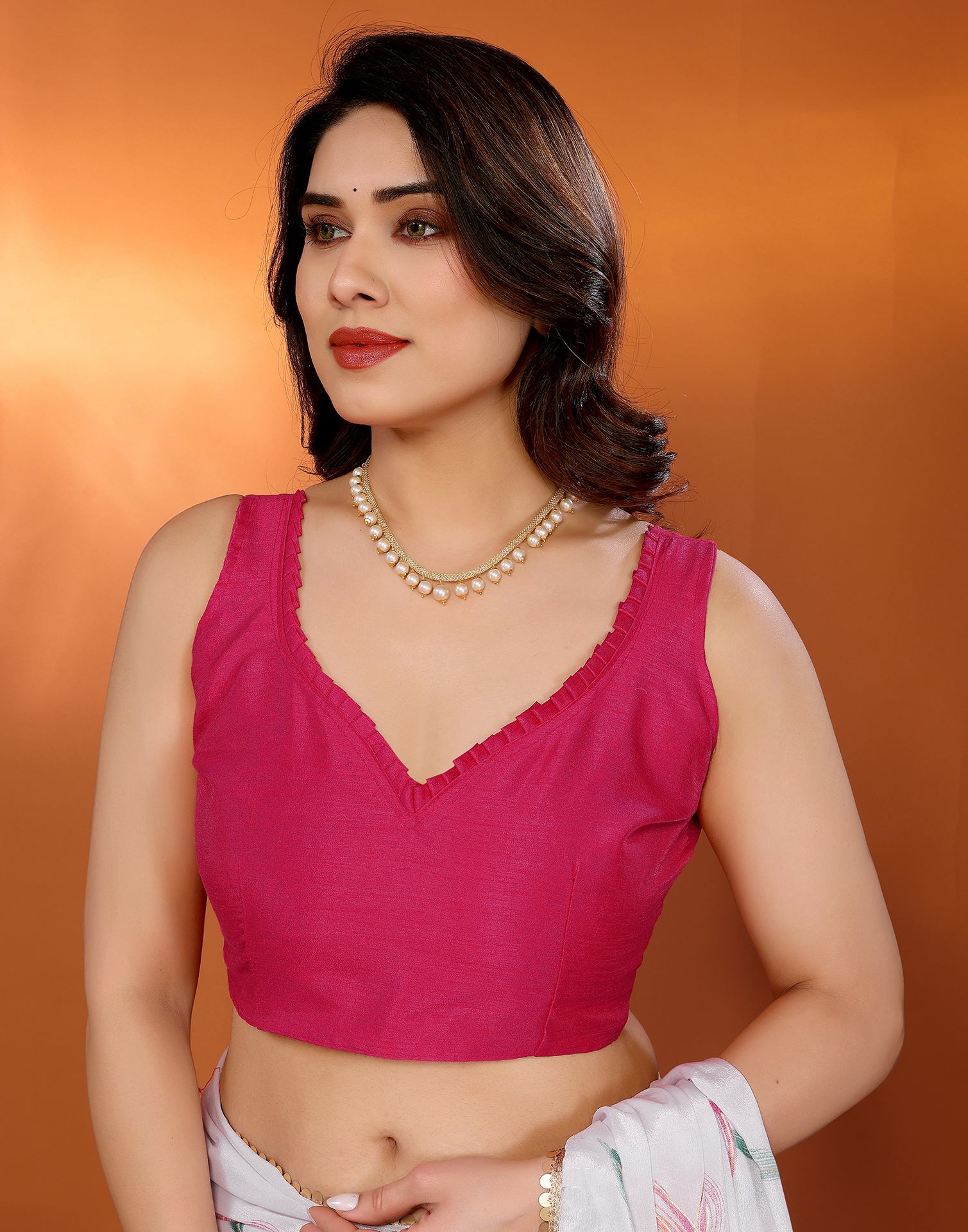 White Chinnon Chiffon Printed Saree