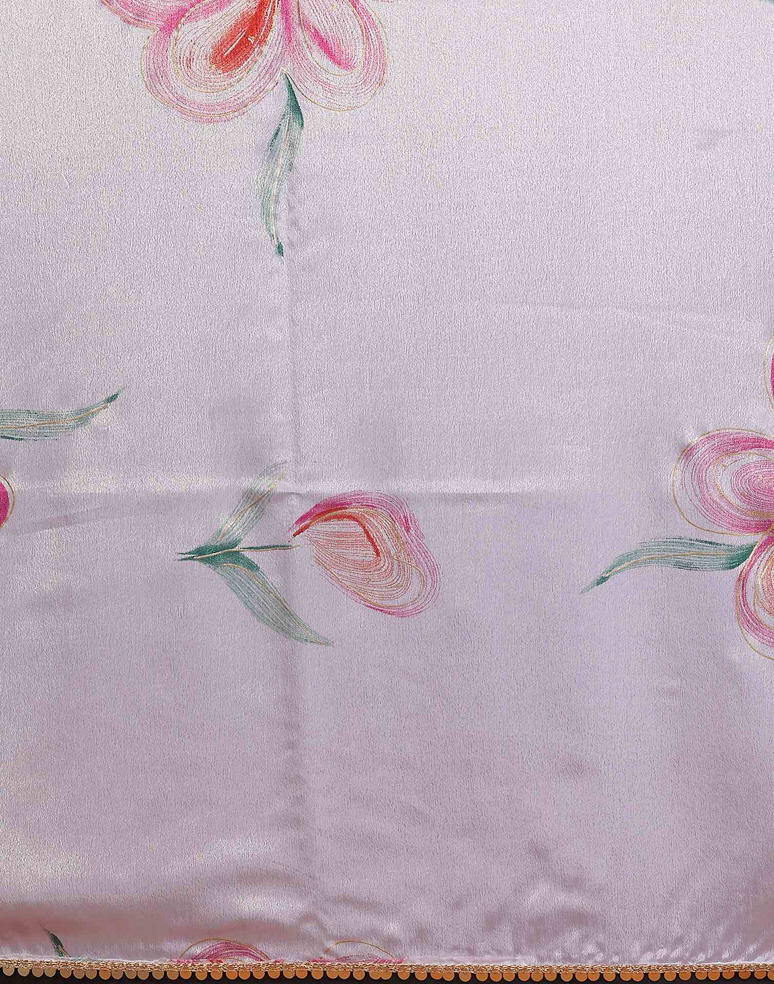 White Chinnon Chiffon Printed Saree