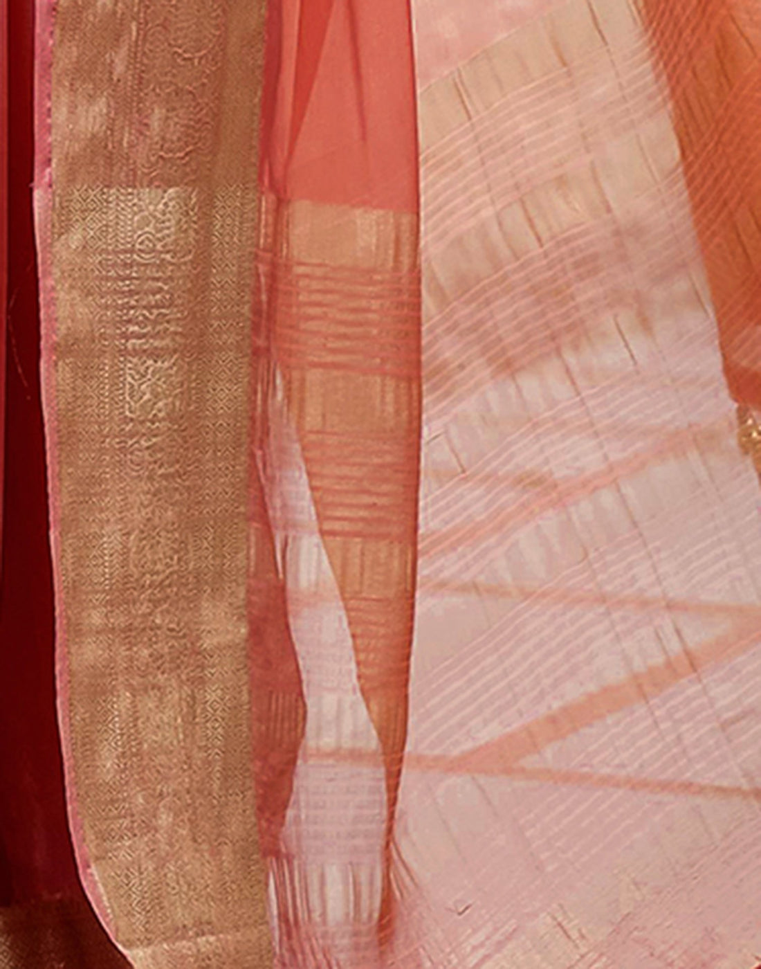 Orange Chiffon Woven Solid Saree