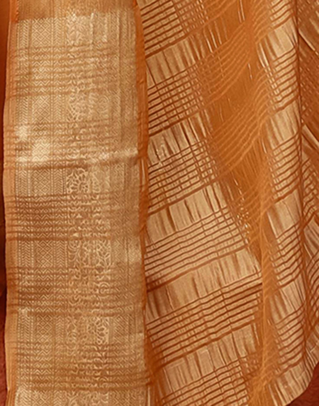 Dark Orange Chiffon Woven Solid Saree