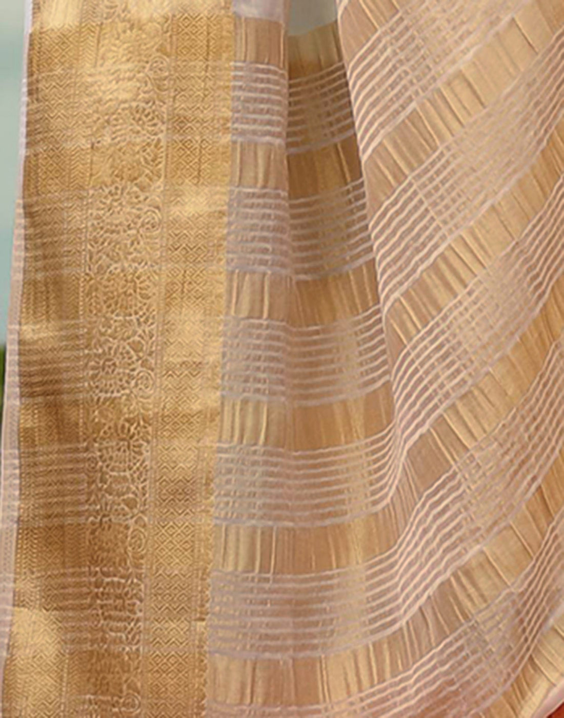 Off White Chiffon Woven Solid Saree