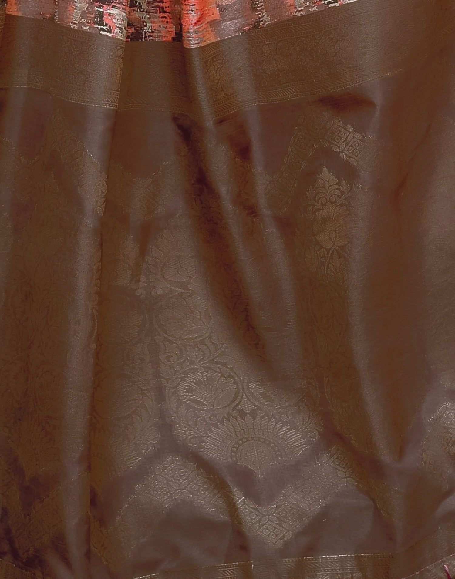 Coffee Brown Silk Printed Saree