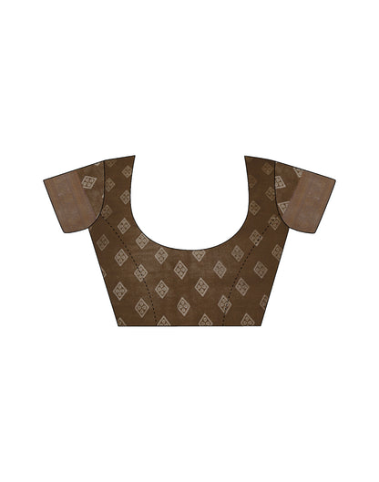 Coffee Brown Silk Printed Saree