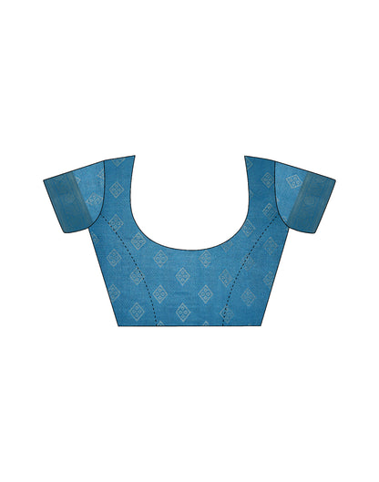 Teal Blue Silk Printed Saree