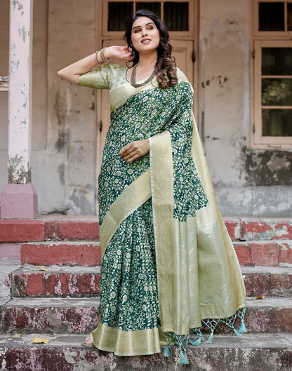 Beige Silk Printed Saree