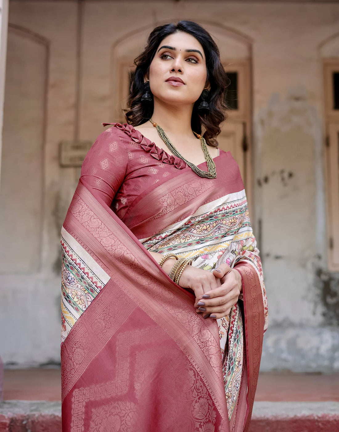 Red Silk Printed Saree