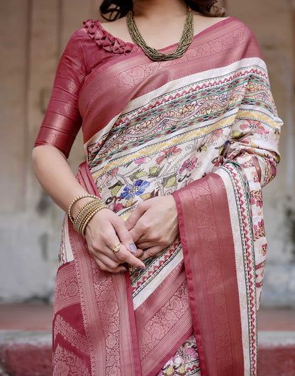 Red Silk Printed Saree