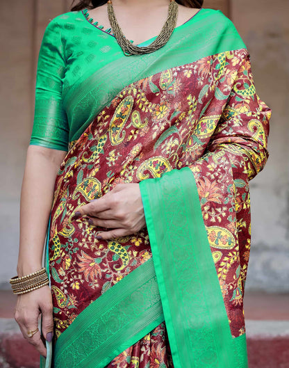 Green Silk Printed Saree