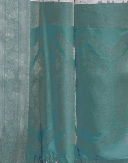 Dusty Blue Silk Printed Saree