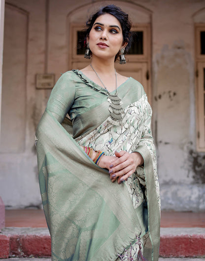 Grey Silk Printed Saree