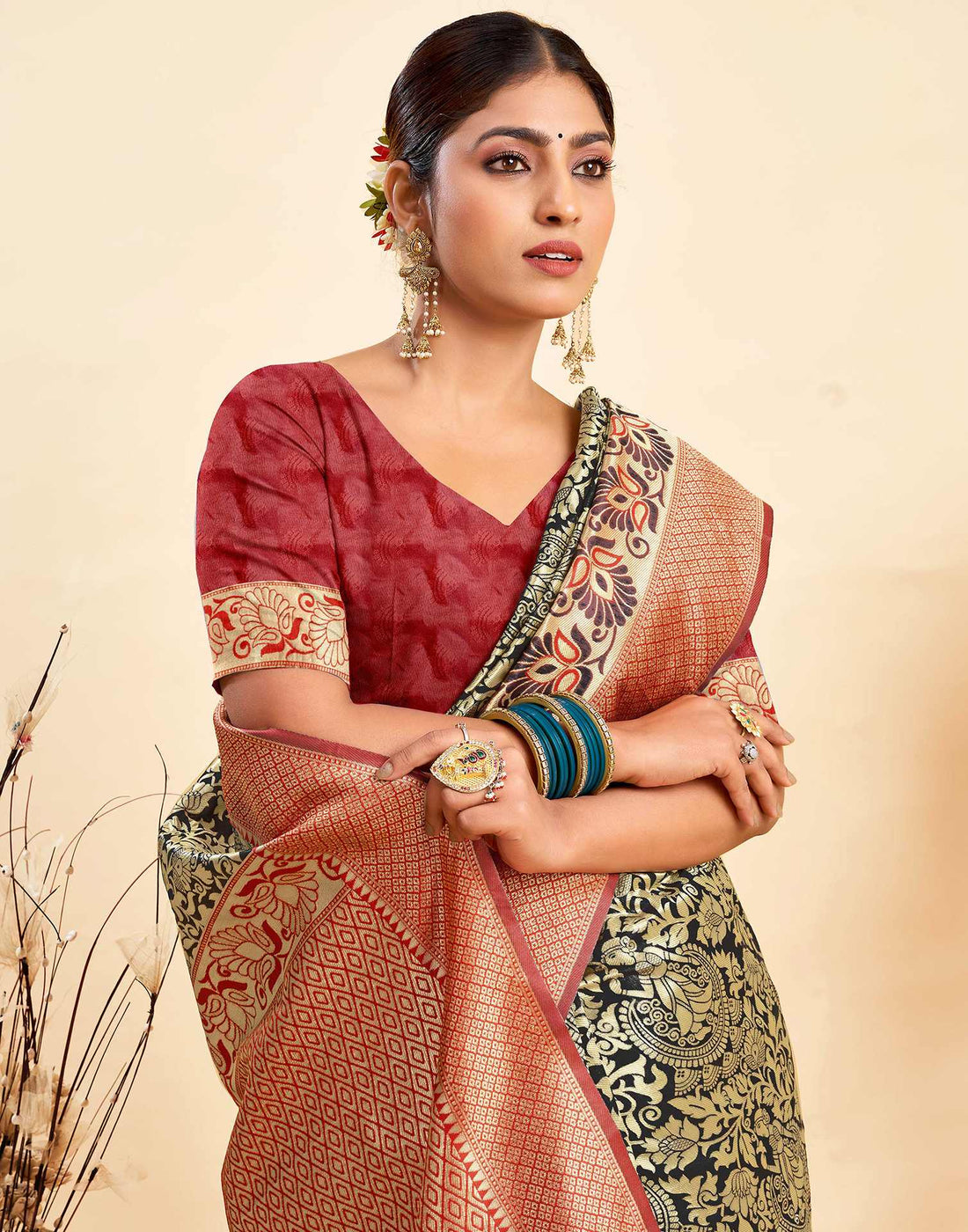 Black Silk Woven Banarasi Saree