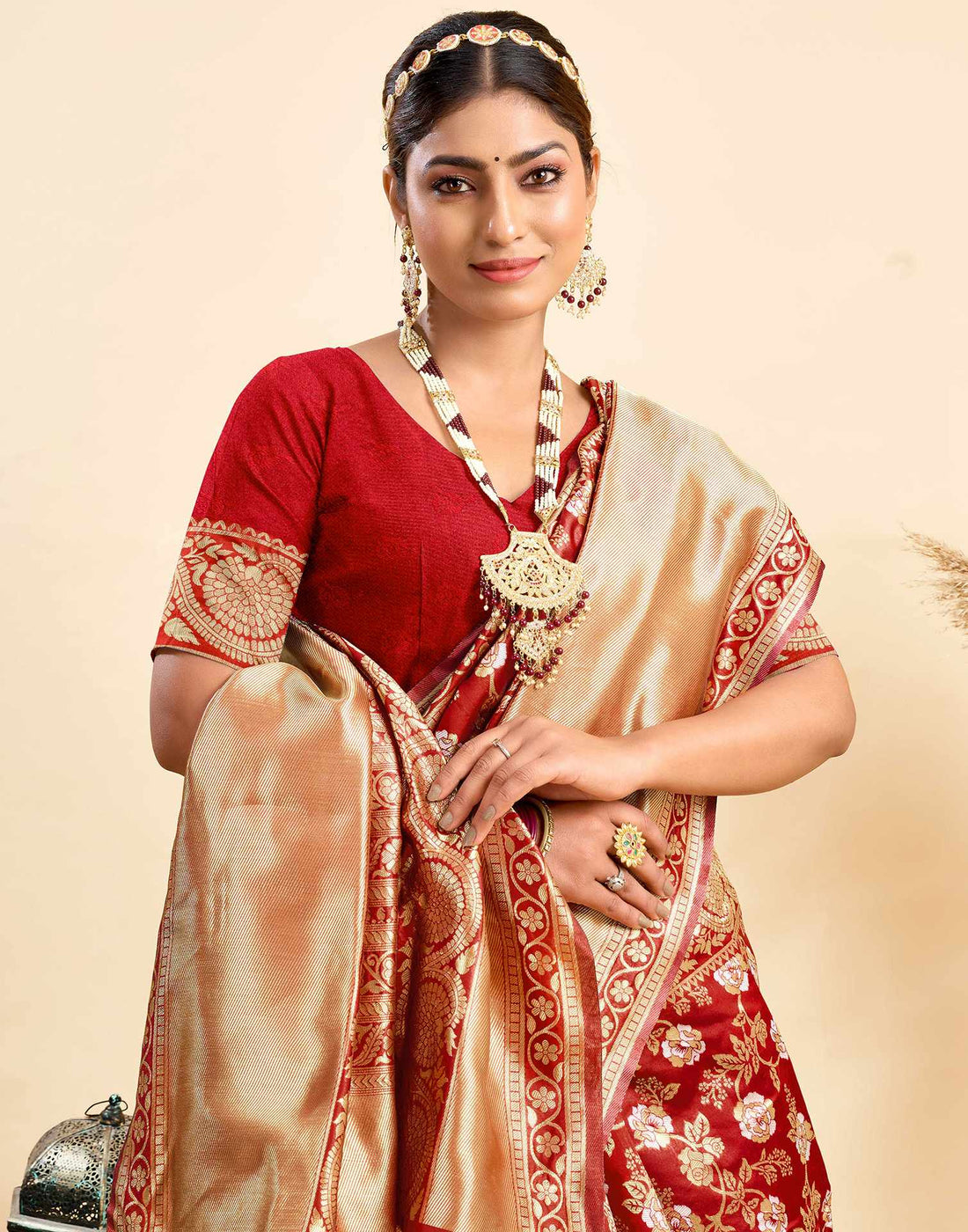 Red Silk Woven Banarasi Saree