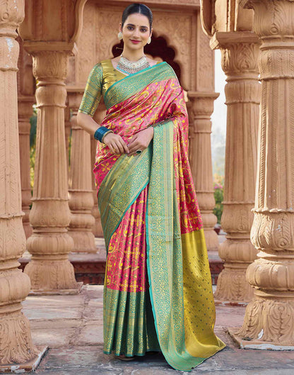Rose Pink Silk Woven Kanjivaram Saree