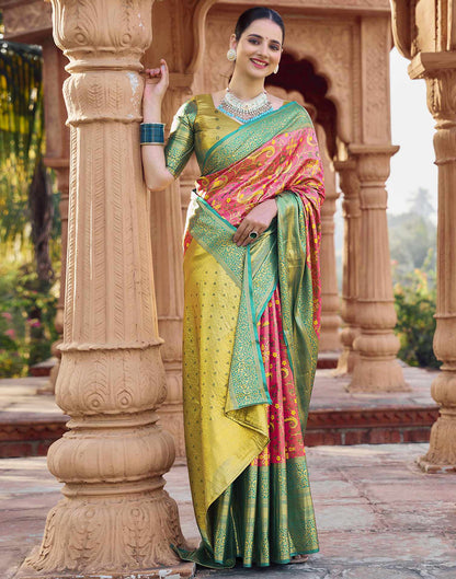 Rose Pink Silk Woven Kanjivaram Saree