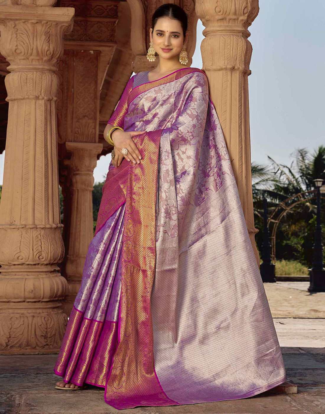 Purple Silk Woven Kanjivaram Saree