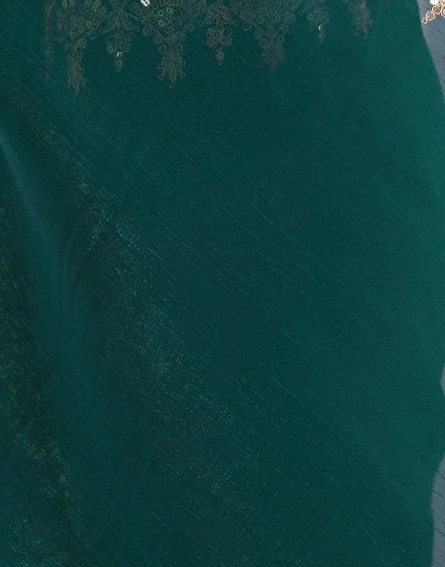 Teal Green Shimmer Chiffon Sequence Embroidery Saree