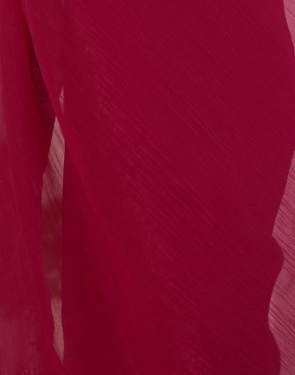 Red Shimmer Chiffon Sequence Embroidery Saree