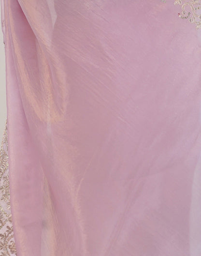 Dusty Pink Tissue Silk Sequence Embroidery Saree