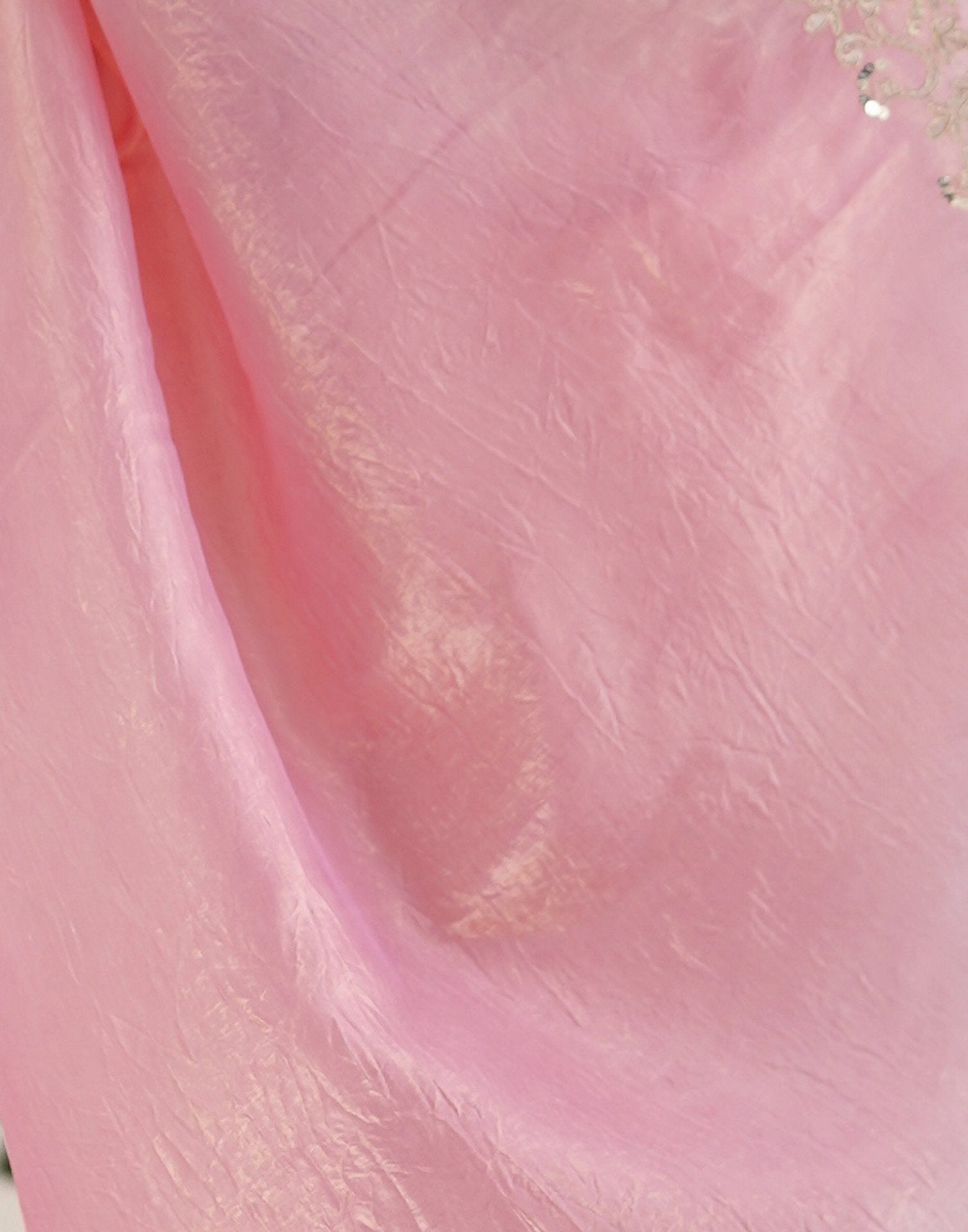Rose Pink Tissue Silk Sequence Embroidery Saree