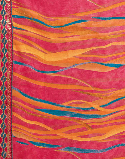 Rose Pink Chiffon Printed Saree