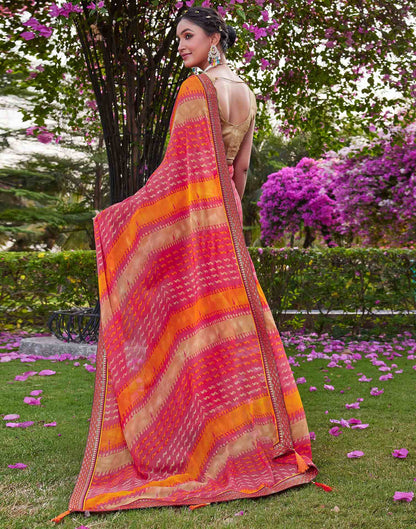 Pink Chiffon Printed Saree