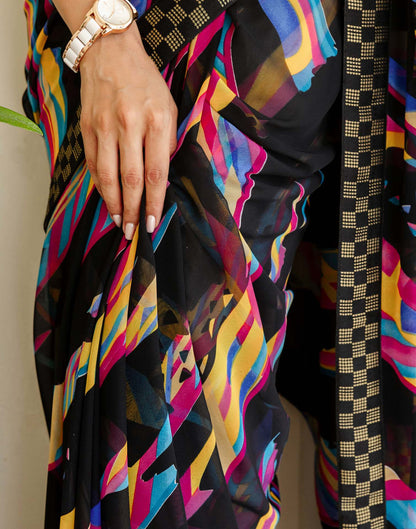 Black Georgette printed Saree