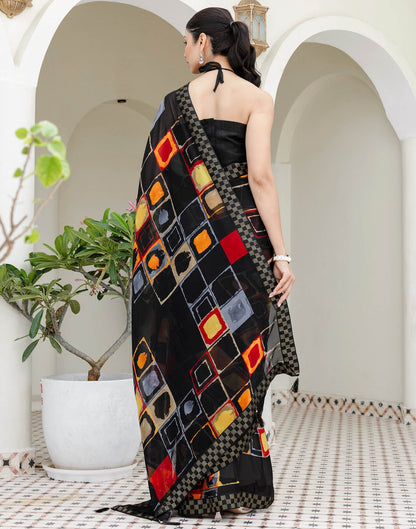 Black Georgette printed Saree