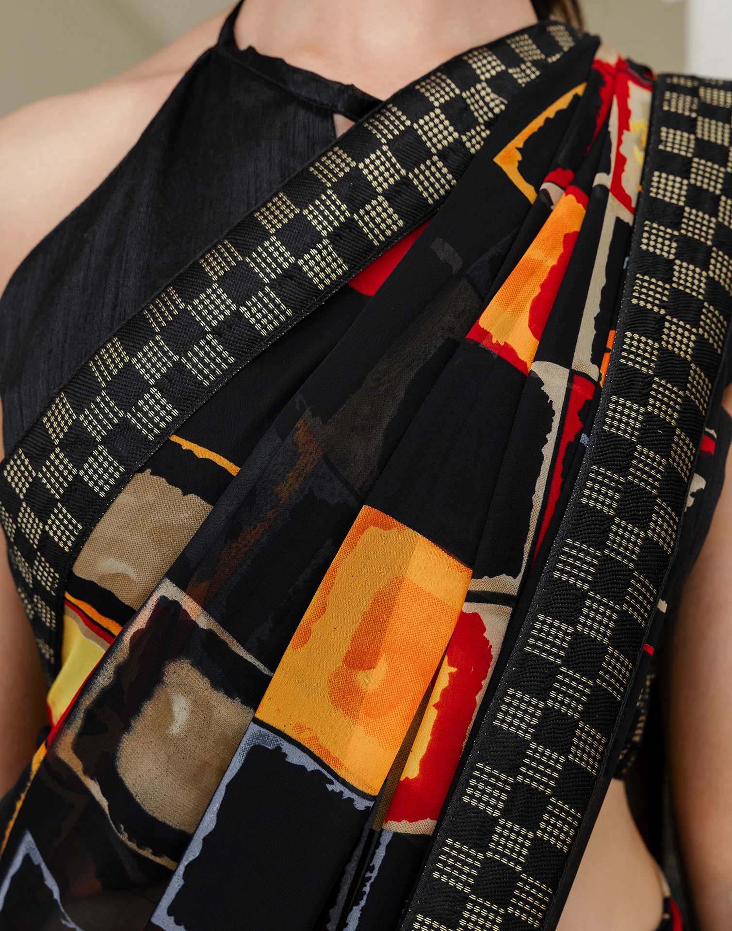 Black Georgette printed Saree