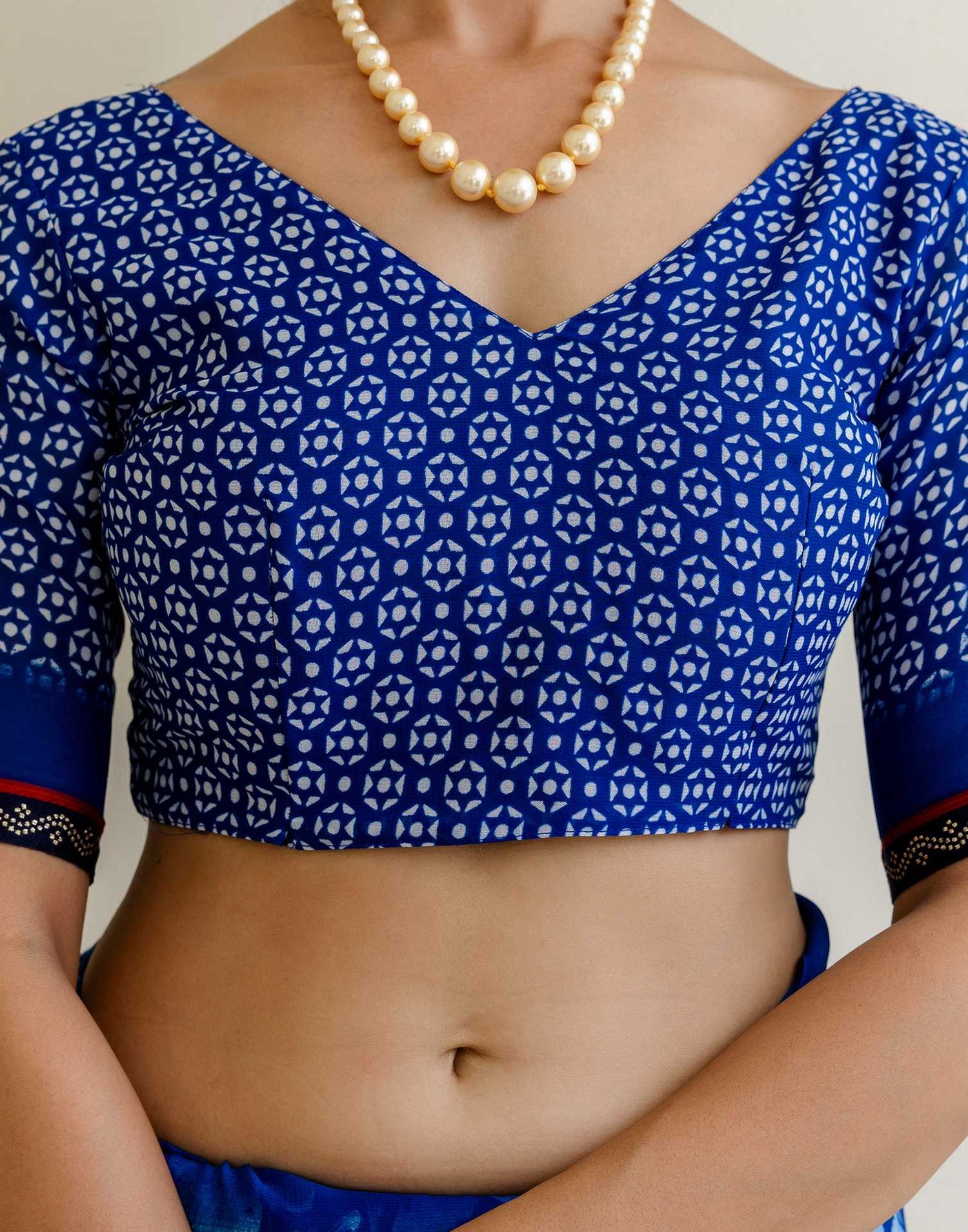 Dark Blue Georgette Floral Printed Saree