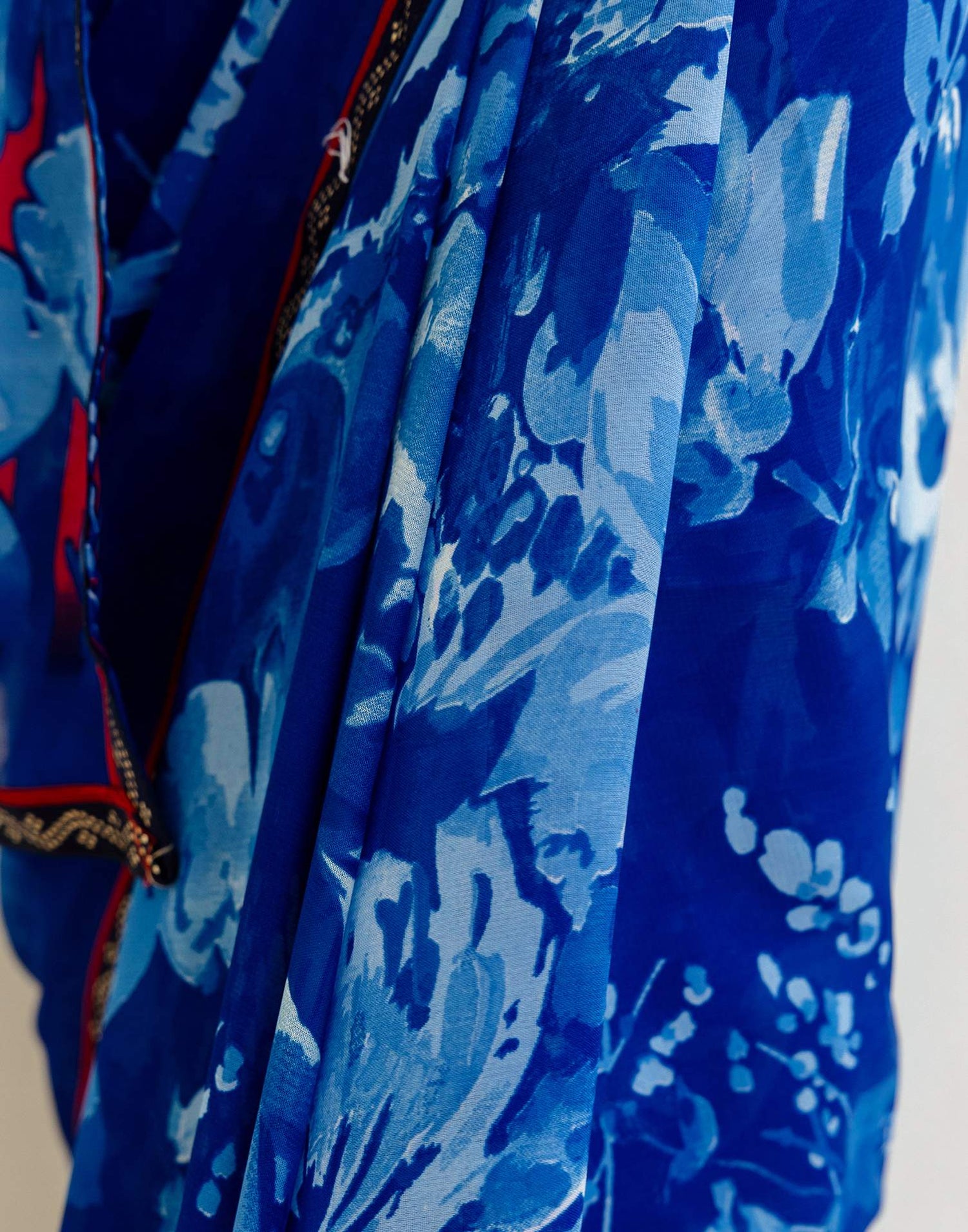 Dark Blue Georgette Floral Printed Saree