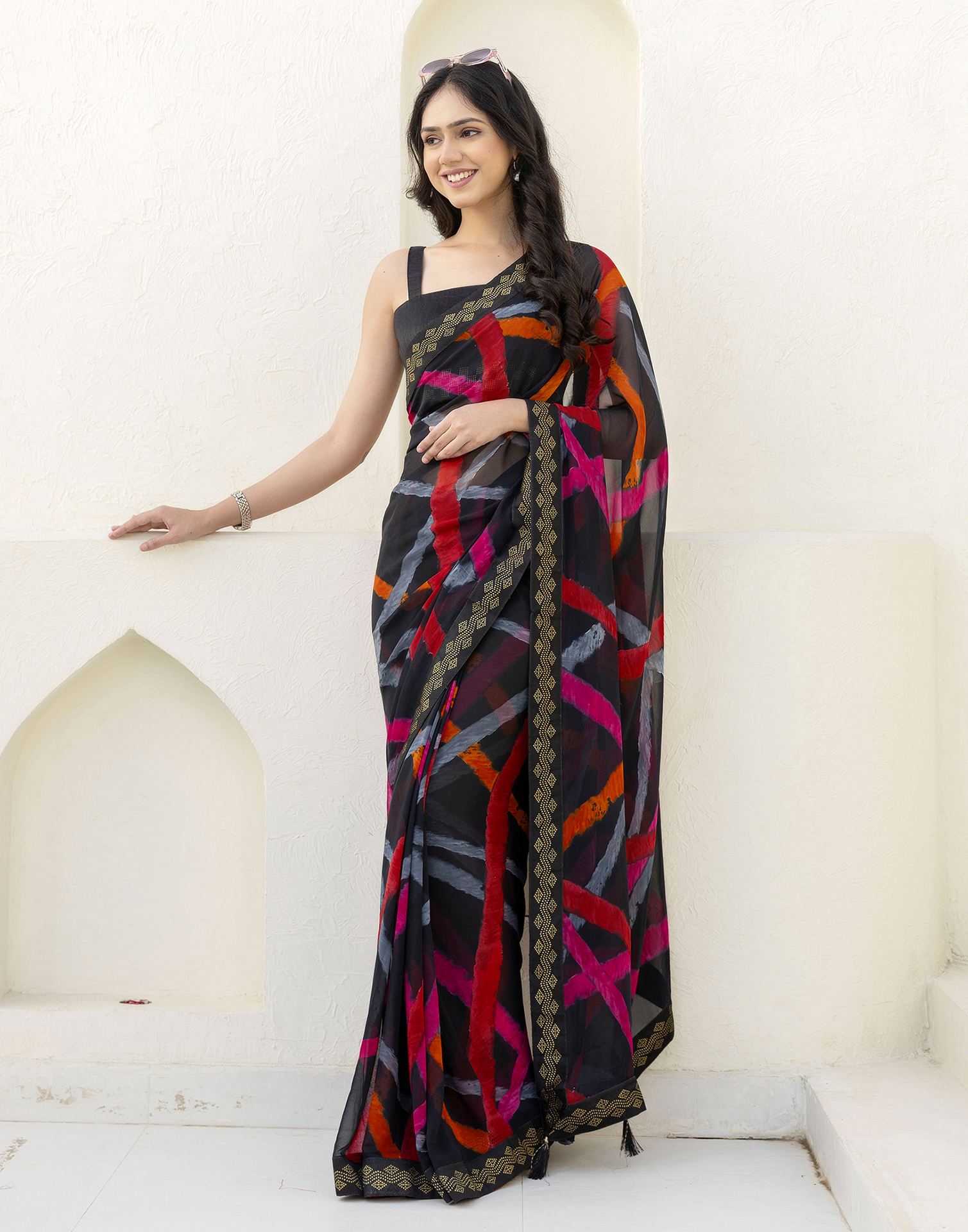 Black Georgette Printed Saree