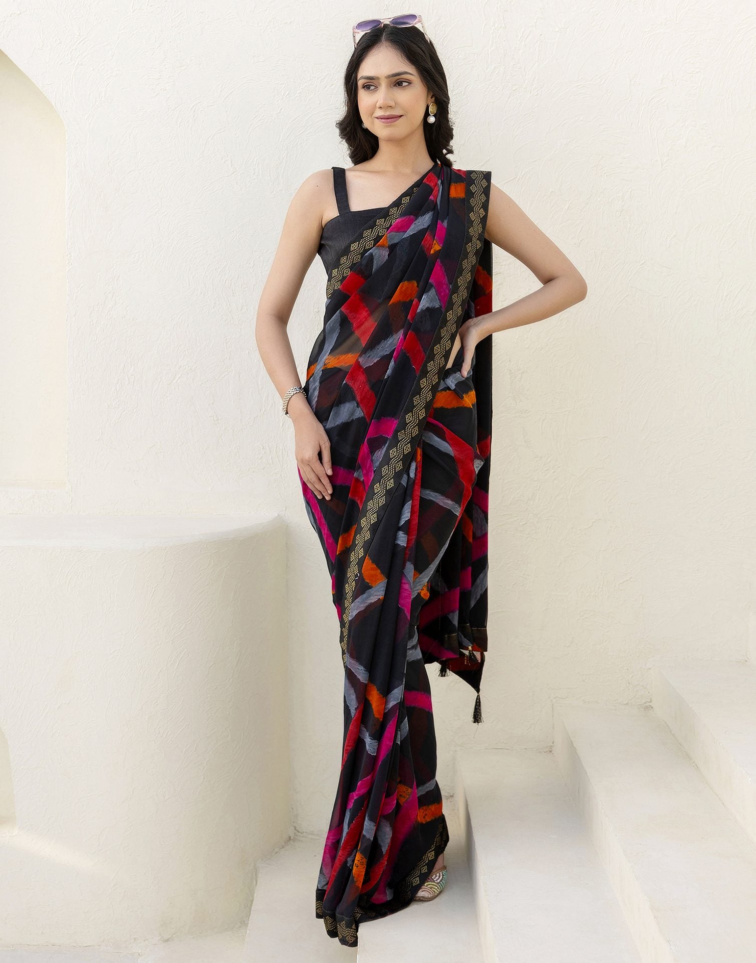 Black Georgette Printed Saree