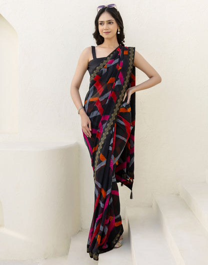 Black Georgette Printed Saree