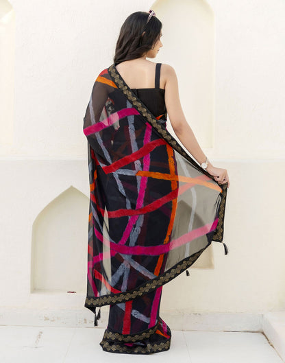Black Georgette Printed Saree