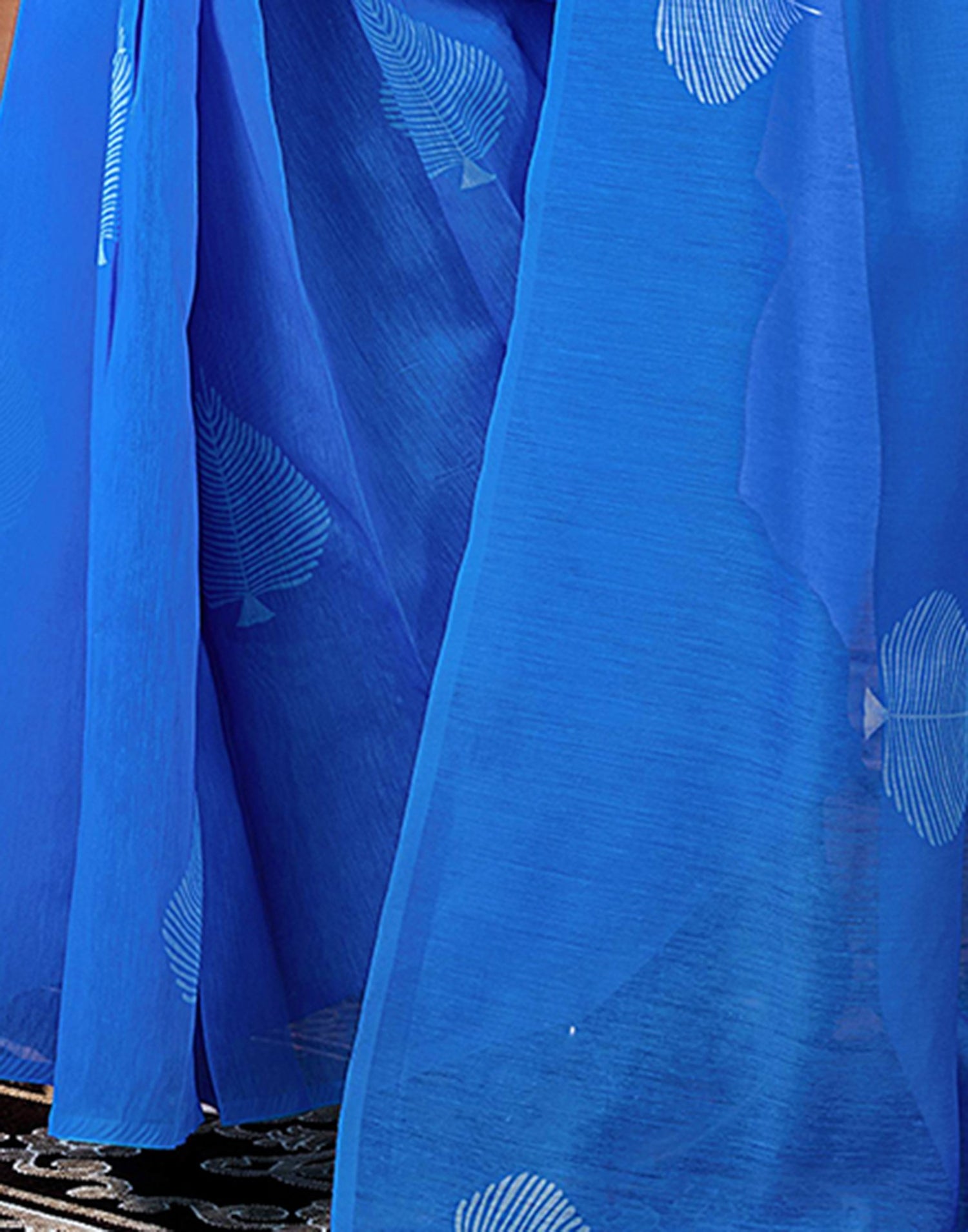 Ready to Wear Blue Chanderi Printed Saree