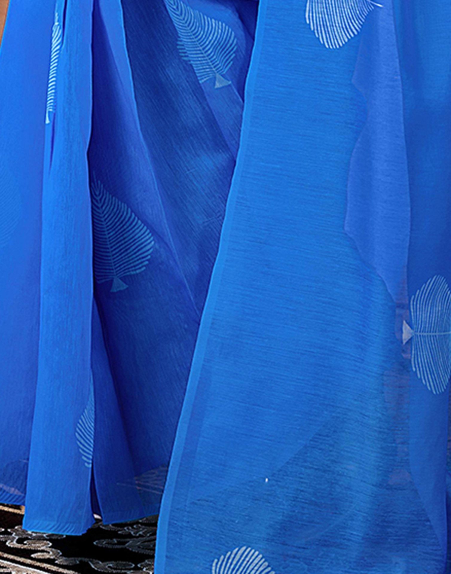 Ready to Wear Blue Chanderi Printed Saree